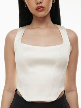 Aritzia Cream Sleeveless Square-Neck Crop Top